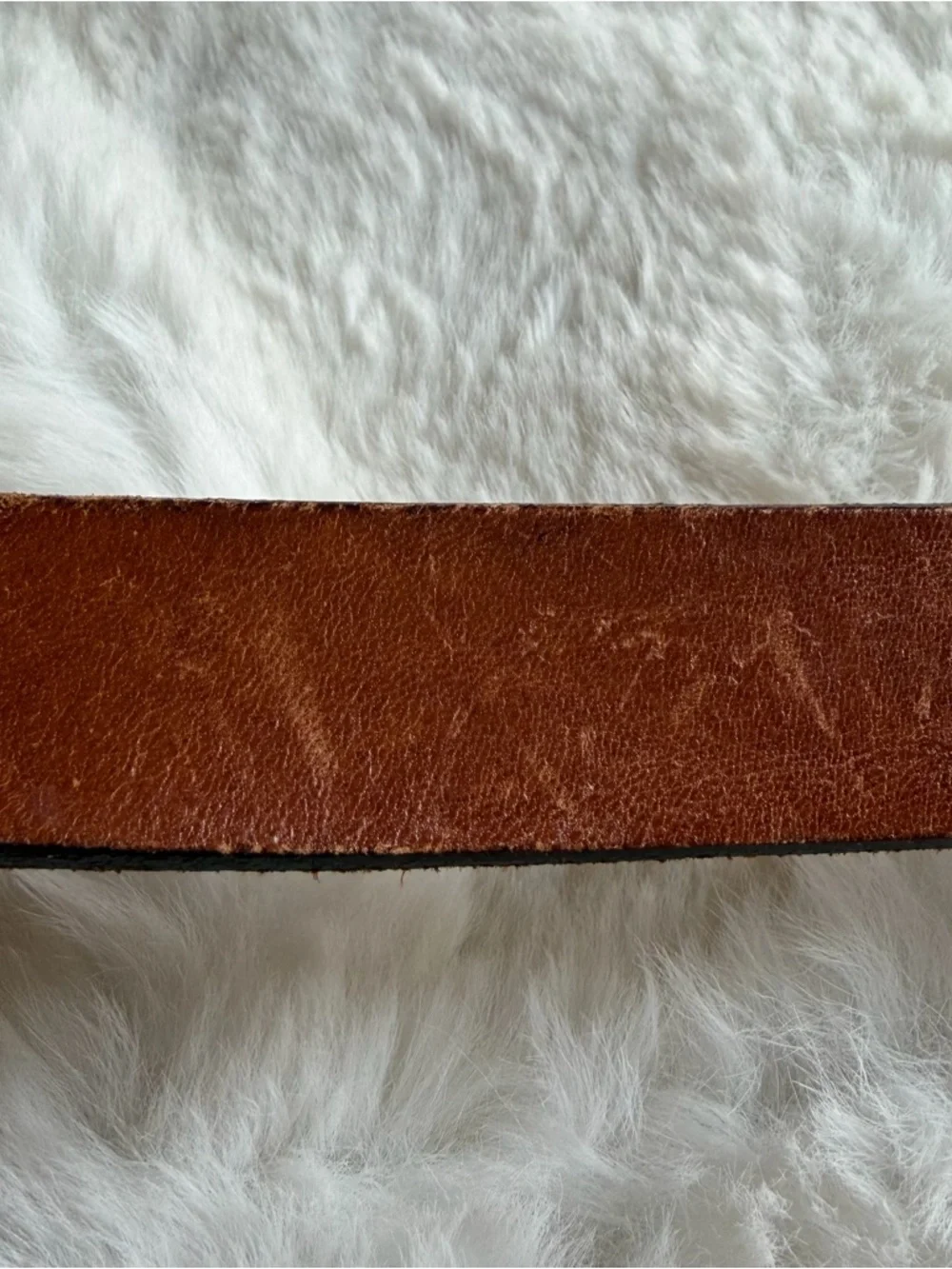 Brown Leather Belt Women Size 38 Brass Buckle Vintage Unisex